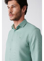 Avva Men's Green Easy-to-Iron Classic Collar See-through Cotton Slim Fit Slim Fit Shirt