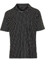 Trendyol Black Regular/Regular Fit Striped Textured Polo Neck T-shirt