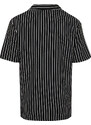 Trendyol Black Regular/Regular Fit Striped Textured Polo Neck T-shirt