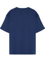 Trendyol Large Size Indigo Relaxed/Comfortable Cut Printed 100% Cotton T-Shirt