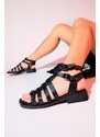 LuviShoes FRADE Black Genuine Leather Women's Sandals