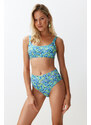 Trendyol Floral Pattern Bralette High Waist High Leg Hipster Bikini Set