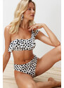Trendyol Polka Dot One-Shoulder Flounce Bikini Top