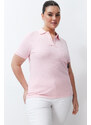 Trendyol Curve Pink Polo Neck Knitted T-shirt