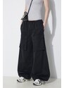 Kalhoty MM6 Maison Margiela dámské, černá barva, široké, high waist, S52KA0478