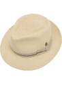 Mayser Luxusní panamský klobouk Fedora Bogart s béžovou stuhou - ručně pletený, UV faktor 80 - Pablito