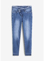 bonprix Skinny džíny s asymetrickou pasovkou Modrá