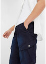 bonprix Teplákové džíny Regular Fit s cargo kapsami, Straight Modrá