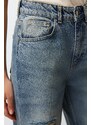 Trendyol Blue More Sustainable Ripped High Waist Wide Leg Jeans