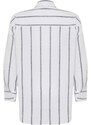 Trendyol Ecru Striped Oversize/Creature Woven Shirt