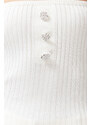 Trendyol Ecru Strapless Button Detailed Knitwear Blouse