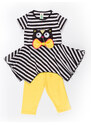 Denokids Striped Black Cat Girl Kids Tunic Leggings Suit