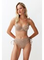 Trendyol Mink Balconette Tie Silvery High Waist Hipster Bikini Set