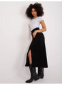 Fashionhunters Černá džínová sukně s předním rozparkem