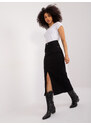 Fashionhunters Černá džínová sukně s předním rozparkem