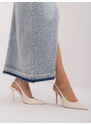 Fashionhunters Světle modrá dlouhá džínová sukně s rozparkem