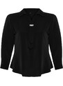 Trendyol Curve Black Woven Plus Size Jewelled Shirt Collar Blouse