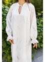 Laluvia White Scalloped Arel Dress
