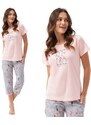LUNA Dámské pyžamo 641 růžová/šedá