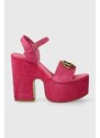 Semišové sandály Guess CLODY růžová barva, FLJCLO SUE04