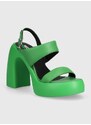 Kožené sandály Karl Lagerfeld ASTRAGON HI zelená barva, KL33724