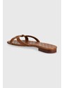 Kožené pantofle Lauren Ralph Lauren Emmy dámské, hnědá barva, 802927945002