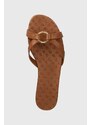 Kožené pantofle Lauren Ralph Lauren Emmy dámské, hnědá barva, 802927945002