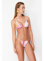Trendyol Abstract Patterned Triangle Tied High Leg Brazilian Bikini Set