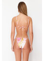 Trendyol Abstract Patterned Triangle Tied High Leg Brazilian Bikini Set