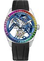 Agelocer Watches Stříbrné pánské hodinky Agelocer s gumovým páskem Tourbillon Rainbow Series Silver / Blue 42MM