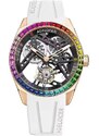 Agelocer Watches Zlaté pánské hodinky Agelocer s gumovým páskem Tourbillon Rainbow Series White 42MM