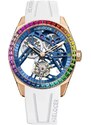 Agelocer Watches Zlaté pánské hodinky Agelocer s gumovým páskem Tourbillon Rainbow Series White / Blue 42MM