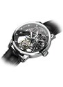 Agelocer Watches Stříbrné pánské hodinky Agelocer s koženým páskem Tourbillon Series Silver / Black 40MM