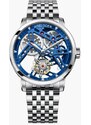 Agelocer Watches Stříbrné pánské hodinky Agelocer s ocelovým páskem Tourbillon Series Silver / Blue 40MM