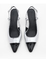 Marjin Women's Pointed Toe Open Back Thin Heel Classic Heel Shoes Lenes Silver