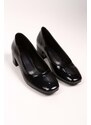 Shoeberry Women's Sune Black Patent Leather Heeled Shoes