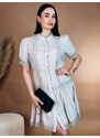Webmoda Dámské elegantní šaty s knoflíčky - béžové