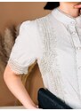 Webmoda Dámské elegantní šaty s knoflíčky - béžové
