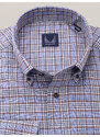 Willsoor Pánská slim-fit světle modrá košile s hnědým kárem a s tencelem 16703