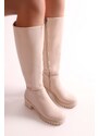 Shoeberry Women's Aycen Beige Skin Boots, Beige Skin