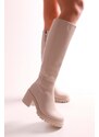 Shoeberry Women's Aycen Beige Skin Boots, Beige Skin