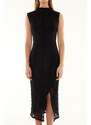 Trendyol Black Lace Zero Sleeve Fitted/Sleeping Elastic Knitted Midi Dress