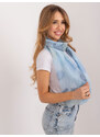 Fashionhunters Světle modrý dlouhý dámský šátek se vzory