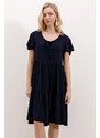 Bigdart 2352 Short V Neck Dress - E. Navy Blue