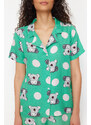 Trendyol Green Animal Pattern Viscose Woven Pajamas Set