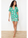 Trendyol Green Animal Pattern Viscose Woven Pajamas Set