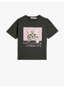 Koton Oversized T-Shirt Short Sleeved Crew Neck Cat Printed Cotton