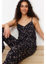 Trendyol Black Floral Viscose Woven Pajamas Set