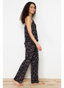 Trendyol Black Floral Viscose Woven Pajamas Set