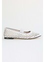 Shoeberry Women's Charly Silver Satin Stone Daily Flats